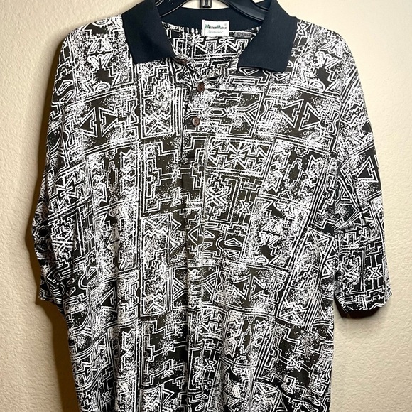 Vintage Winner Mate Sportswear Golf Polo Tribal Aztec Print Short Sleeve Shirt L - Picture 1 of 5